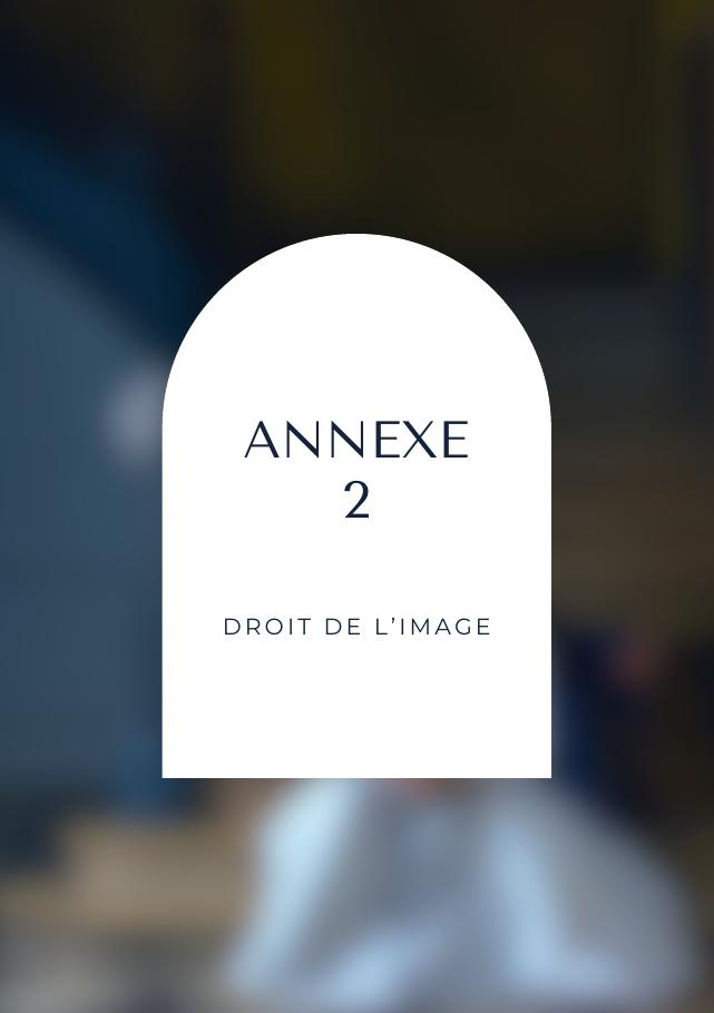 Page d'ouverture de l'annexe 2, droit à l'image